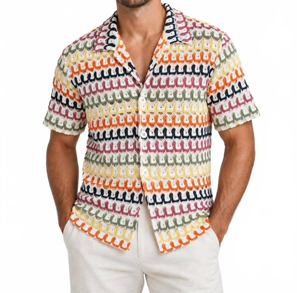 NEW EIGHT X lantana short sleeve button up shirt in yellow multi